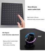 Luxury Black Square Rainfall Shower Head Handheld Mixer Set Brass Ceiling-Mounted Bathroom Shower Faucet - Image 2