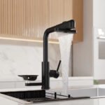 Tik Tok Hot Sales 4-Function Single Handle Pull-Down Kitchen Faucet with Glass Rinser - Image 4