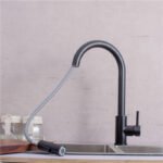 2025 Modern Stainless Steel 304 Black Kitchen Faucet Single-Hole Brass Pull Out Tap with Ceramic Valve Core Mixer Sink Faucets - Image 5