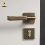 Oksun Knurled Brass Door Lever Set Interior Bedroom Bathroom Wood Door Lock Set Magnetic Private Passage Dummy Lock Set - Image 5