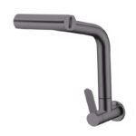 Modern Design Single Handle Kitchen Faucet Wall-mounted Cold Water Matte Black Finish Brass Material 5 Hotel Hospital Farmhouse