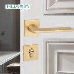 Modern Geometric Zinc Ambidextrous Bedroom Villa Door Handle Square Rosette Lever Set Interior Hardware Passage Privacy Lock - Image 2