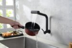 Modern Design Single Handle Kitchen Faucet Wall-mounted Cold Water Matte Black Finish Brass Material 5 Hotel Hospital Farmhouse - Image 2
