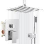 Luxury Black Square Rainfall Shower Head Handheld Mixer Set Brass Ceiling-Mounted Bathroom Shower Faucet - Image 5