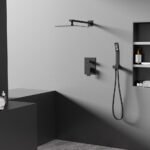 Single Handle Rain Shower Set Black Wall-Mounted Embedded Soft Spray Pattern Ceramic Valve Core for Bathroom Toilet Mixing Valve - Image 4
