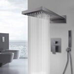 JIENI Stainless Steel Bathroom Rainfall & Waterfall Shower Head with Handheld Spray Mixer Set Ceramic Valve Core - Image 3