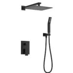 Single Handle Rain Shower Set Black Wall-Mounted Embedded Soft Spray Pattern Ceramic Valve Core for Bathroom Toilet Mixing Valve - Image 2