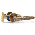 DOOROOM Modern Brass Lever Door Handle Bathroom Privacy Door Lock Handle for Hotel Families