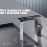 Gun Grey Aluminum Smart Digital Basin Faucet Cold Hot Water Double Control for Home Bathroom Washstand & Bedroom - Image 3