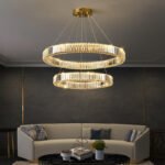 Modern Villa Crystal Ring Chandelier LED Pendant Light with Stainless Steel Rings Gold Finish for Home Hotel Luxury Living Room - Image 5