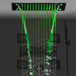 Matte Black LED Shower Head Panel Rain Waterfall Shower System Set Lateral Jet With Thermostatic Mixer Valve Diverter - Image 2