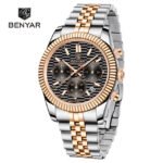 Benyar S001 New Men's 40mm Quartz Watch Luxury Sapphire Stainless Steel 100m Waterproof Men's Quartz Japan Movement Watch