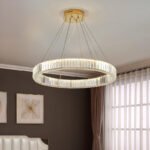 Modern Villa Crystal Ring Chandelier LED Pendant Light with Stainless Steel Rings Gold Finish for Home Hotel Luxury Living Room - Image 9