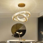 Modern Villa Crystal Ring Chandelier LED Pendant Light with Stainless Steel Rings Gold Finish for Home Hotel Luxury Living Room - Image 8