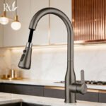YaKe Modern Smart Stainless Steel Water Tap Single Hole Pull Out Kitchen Faucet Anti Spray Anti Splash Design Kitchen Faucet - Image 2
