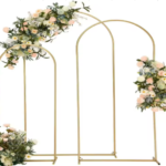 Customizable 7.2ft & 6ft Gold Metal Arch Iron Frames Party Supplies for Birthday & Wedding Background Decoration 3PCS Set